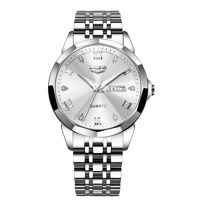 Mens Dual-calendar Waterproof Luminous Quartz Watch