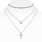 Embedded With Top-quality Moissanite, This Luxurious And Fashionable Minimalist Jewelry Set Includes A Necklace Pendant, A Collar Chain, And S925 Silver Electroplated With Platinum.