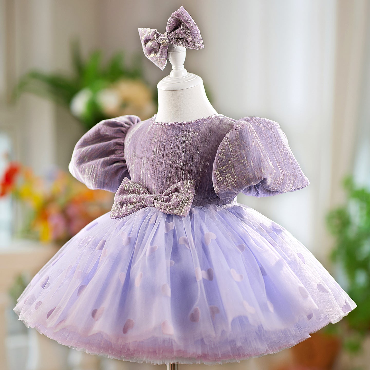 Girl's Dress Birthday Bow Puff Sleeve Puffy Gauze Princess Dress