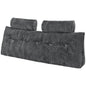 Headboard Pillow, Queen Size Wedge Headboard Pillow With 2 Side Pockets And 2 Headrests, Bed Wedge Pillow With Washable Flannel Cloth, For Reading, Gaming, Resting, Working In Bed, Grey