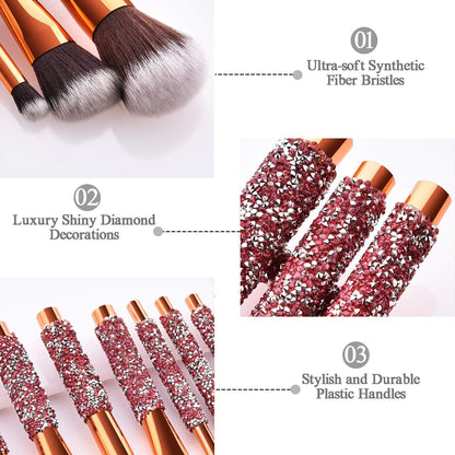 10 IN 1 Diamond Inlaid Handmade Custom Makeup Brush
