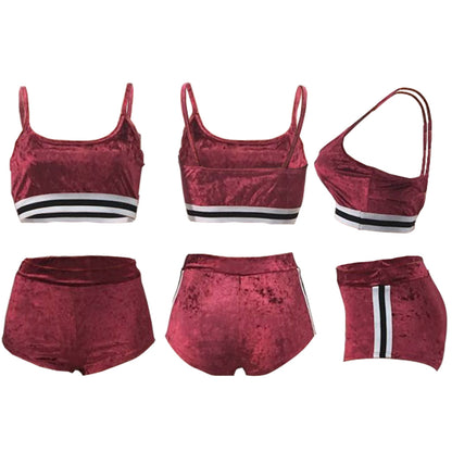 Gold Velvet Sling Hip Fashion Two-Piece Set