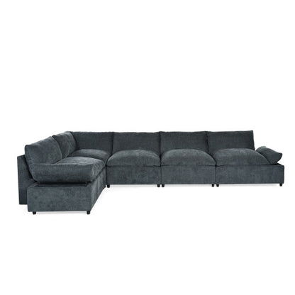 115.5 Modular Deep Gray Sectional Sofa With Durable Polyester Upholstery, Plush Cushions, Hidden Storage Compartments, And Versatile Design For Living Room, Lounge, Or Office