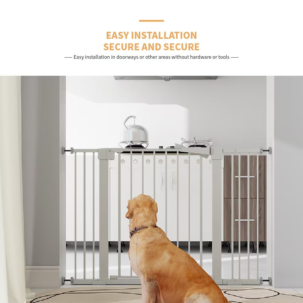 High White Child Safety Gate For Baby Door Barrier With Extensions