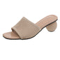 Women Slides 5cm High Heels Knitting Mules Summer