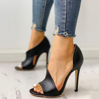 Fish Mouth Sandals Stiletto High Heels Hollow Women'S Shoes