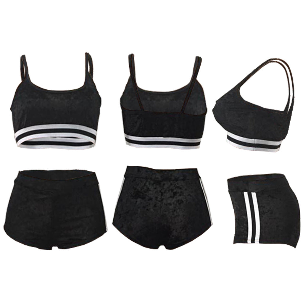Gold Velvet Sling Hip Fashion Two-Piece Set