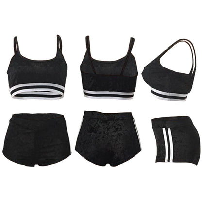 Gold Velvet Sling Hip Fashion Two-Piece Set