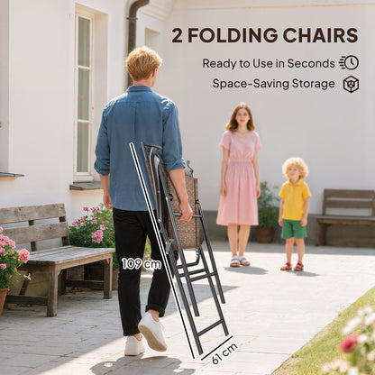 4 Piece Outdoor Bar Set With Umbrella, Patio Dining Set With 2 Folding Chairs, Wave Textured Tempered Glass Table For Backyard, Garden, Deck, Poolside, Brown