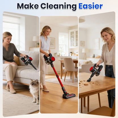 Cordless Vacuum Cleaner, Lightweight Stick Vacuum Household Anti-tangling And LED Light, Powerful Rechargeable Wireless Vacuum Cleaner