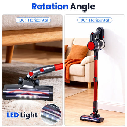 Cordless Vacuum Cleaner, Lightweight Stick Vacuum Household Anti-tangling And LED Light, Powerful Rechargeable Wireless Vacuum Cleaner