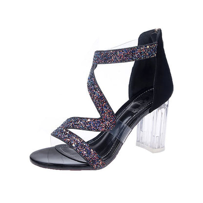 Rhinestone Sandals And Slippers With Thick And Diamond-studded Sandals And High Heels