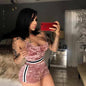 Gold Velvet Sling Hip Fashion Two-Piece Set