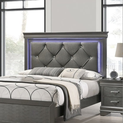 Dark Gray Faux Leather Tufted Headboard