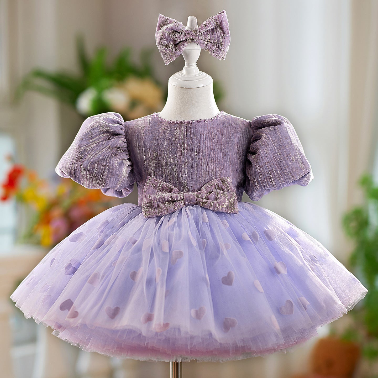 Girl's Dress Birthday Bow Puff Sleeve Puffy Gauze Princess Dress