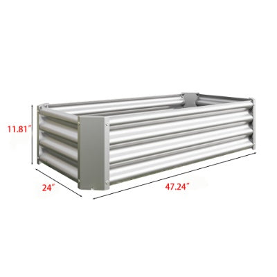 Metal Raised Garden Bed, Rectangle Raised Planter 4x2x1ft For Flowers Plants, Vegetables Herb Silver