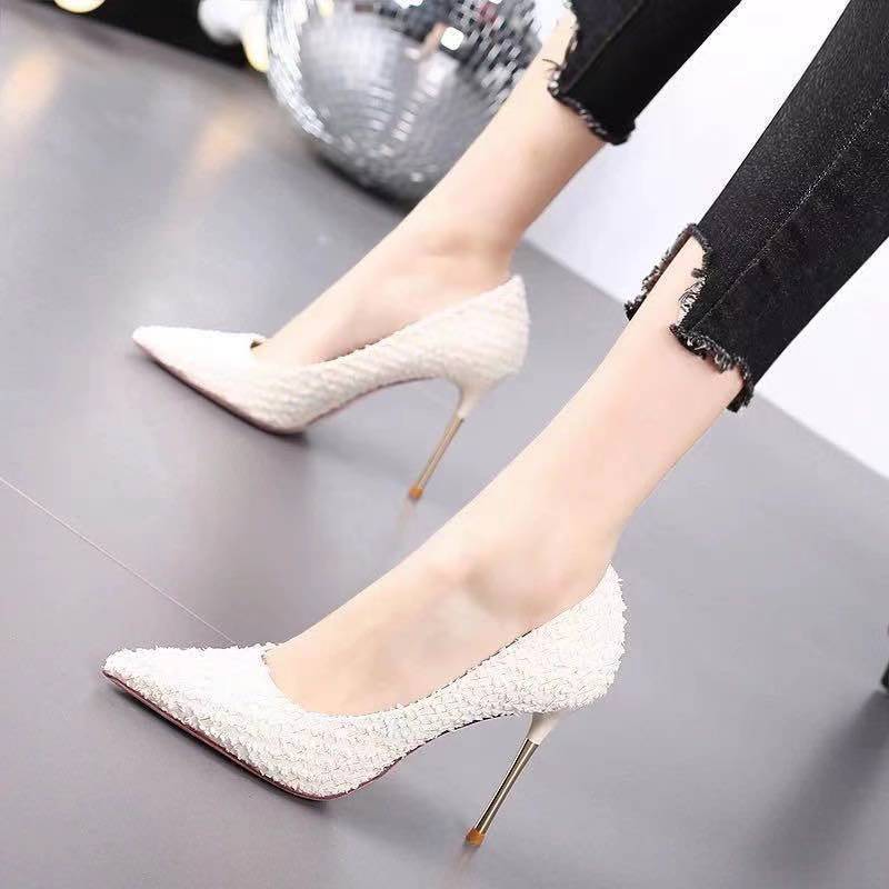 Studded High Heels Women Stiletto Pointed Toe