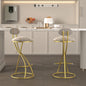 Round Bar Stools S-shaped Stripe Kitchen Stool Set Of 2 Modern Velvet Upholstered Counter Chair For Dining Room Gold  Stripe