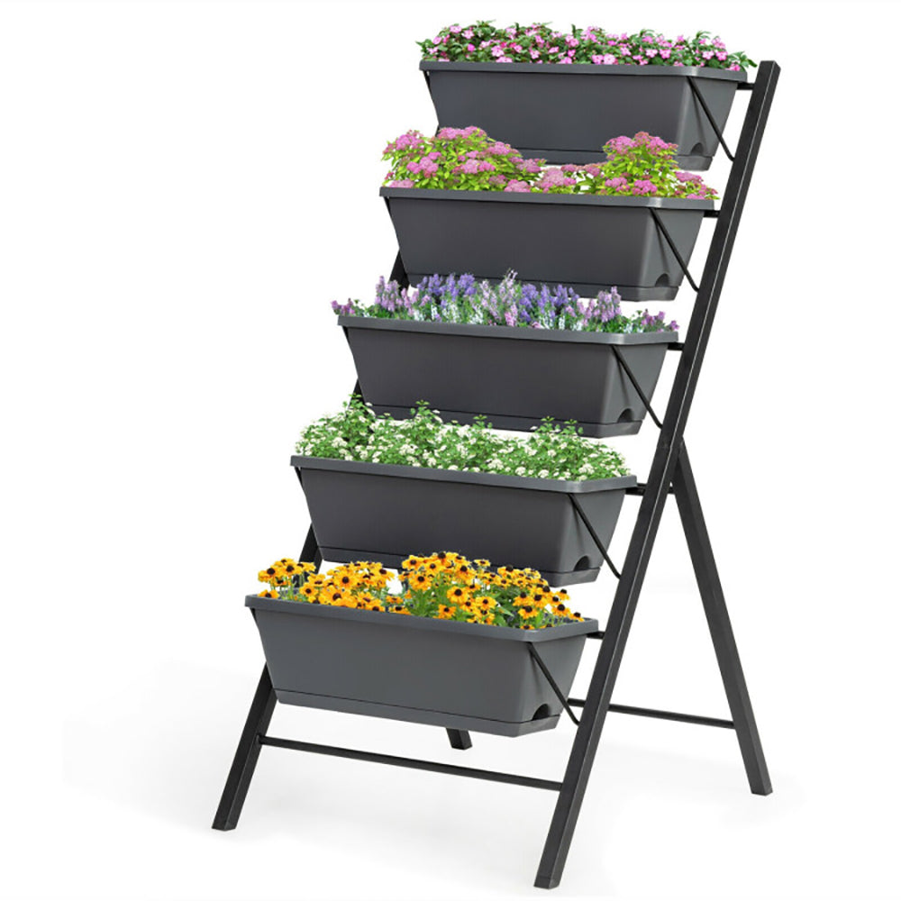 5-Tier Raised Garden Bed With Water Drainage For Flowers Vegetables