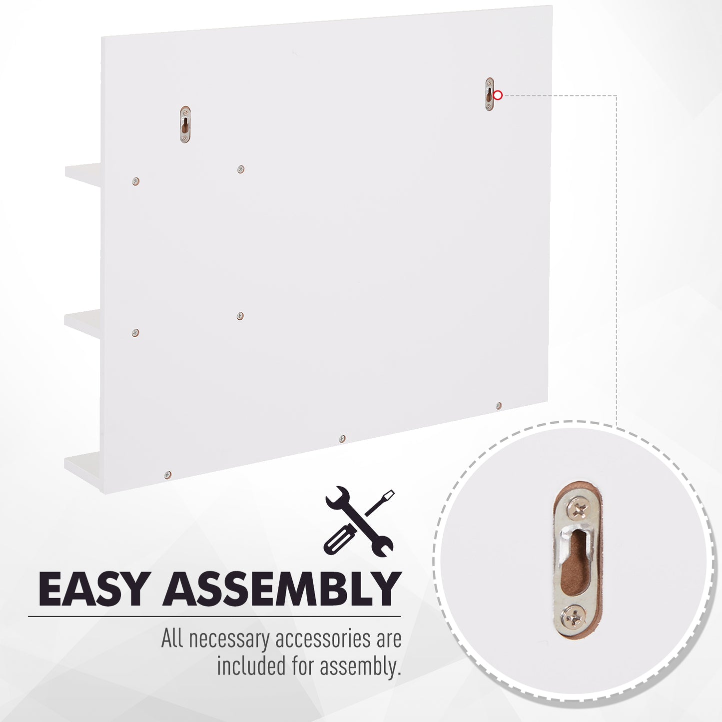 Kleankin Modern Bathroom Mirror, Wall-mounted Vanity Mirror With 3 Tiers Storage Shelves For Make Up, White