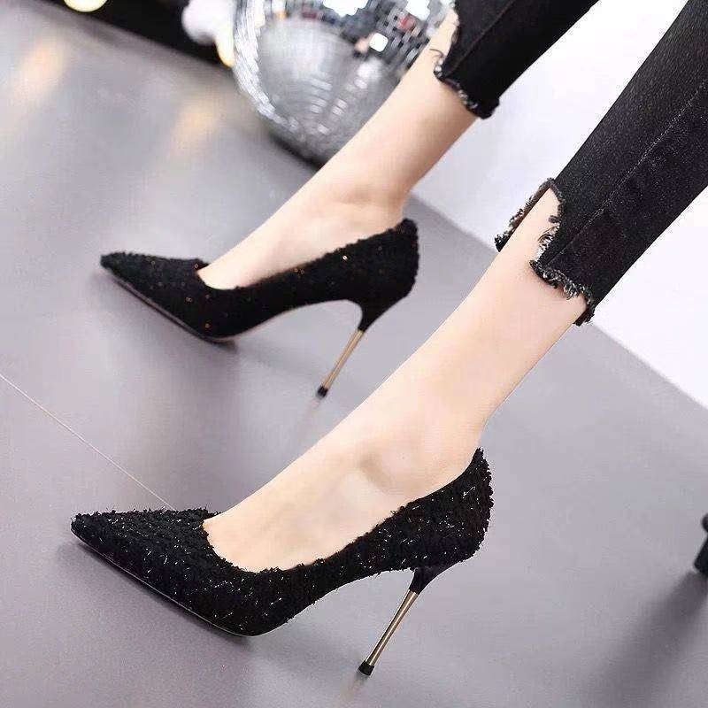 Studded High Heels Women Stiletto Pointed Toe