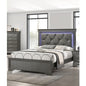 Dark Gray Faux Leather Tufted Headboard