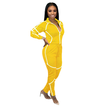 Women's stitching long sleeve suit