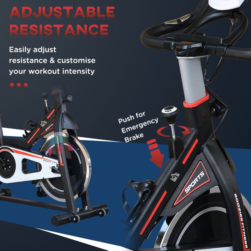 HOMCOM Exercise Bike, Indoor Cycling, With LCD Display, Heart Rate, Sensor - Black