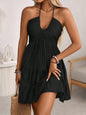 Strap V-neck Ruffle-Trimmed Elegant Sexy Off-the-Shoulder Womens Dress