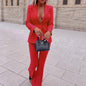 Women's Business Wear Jacket Solid Color Casual Pants Two-piece Set