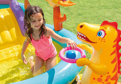 Rainbow Dinosaur Swimming Pool Family With Slide Cartoon Animals