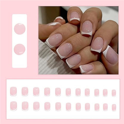 24 PCS Minimalist And Short Flat Nail Art,  Water Pipe Fake Nails, Had Nail Tips False Nail