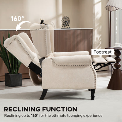 150° Reclining Vintage Armchair, With Footrest - Beige