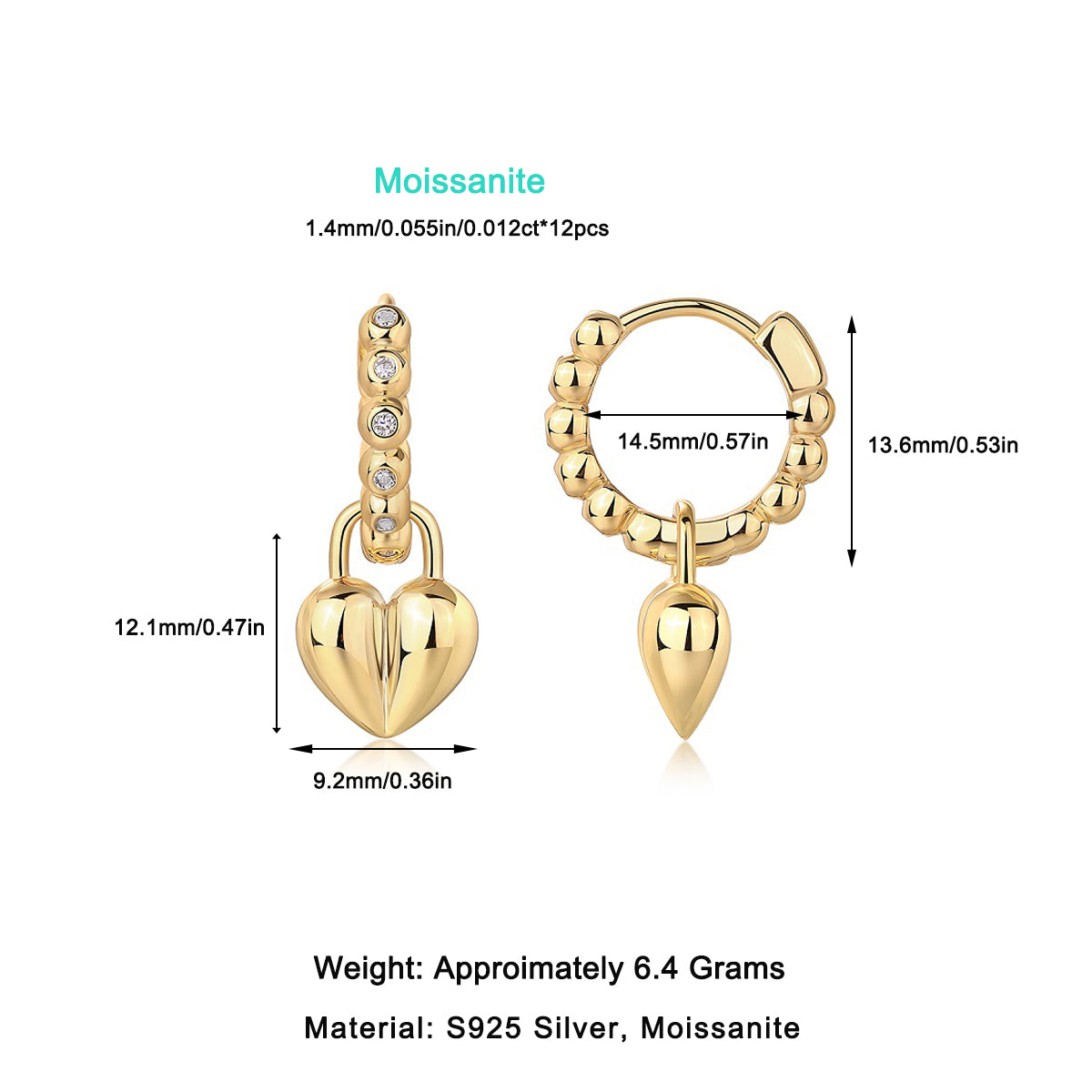 Rotating Love - Top-quality Moissanite Luxury Fashion Light Luxury Jewelry Silver Stud Earrings S925 Silver Electroplated Gold