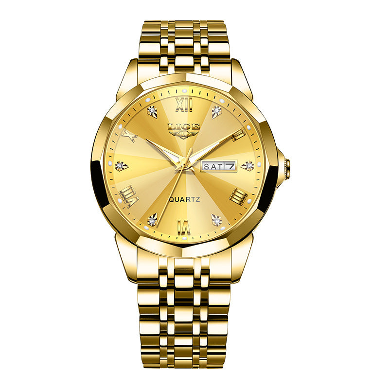 Mens Dual-calendar Waterproof Luminous Quartz Watch