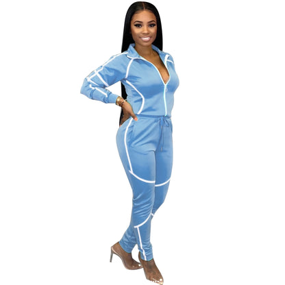 Women's stitching long sleeve suit