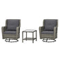 Patio Bistro Set, Porch Furniture With 360 Rotation & Rocking Function,, Gray
