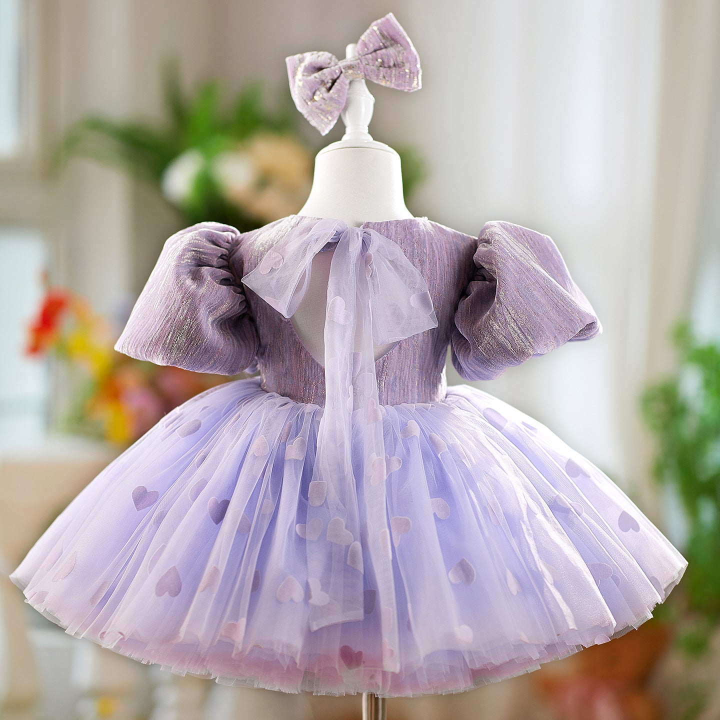 Girl's Dress Birthday Bow Puff Sleeve Puffy Gauze Princess Dress