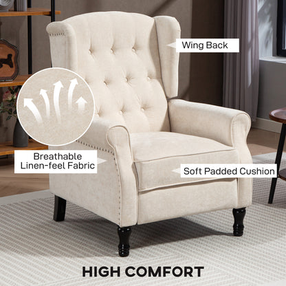 150° Reclining Vintage Armchair, With Footrest - Beige