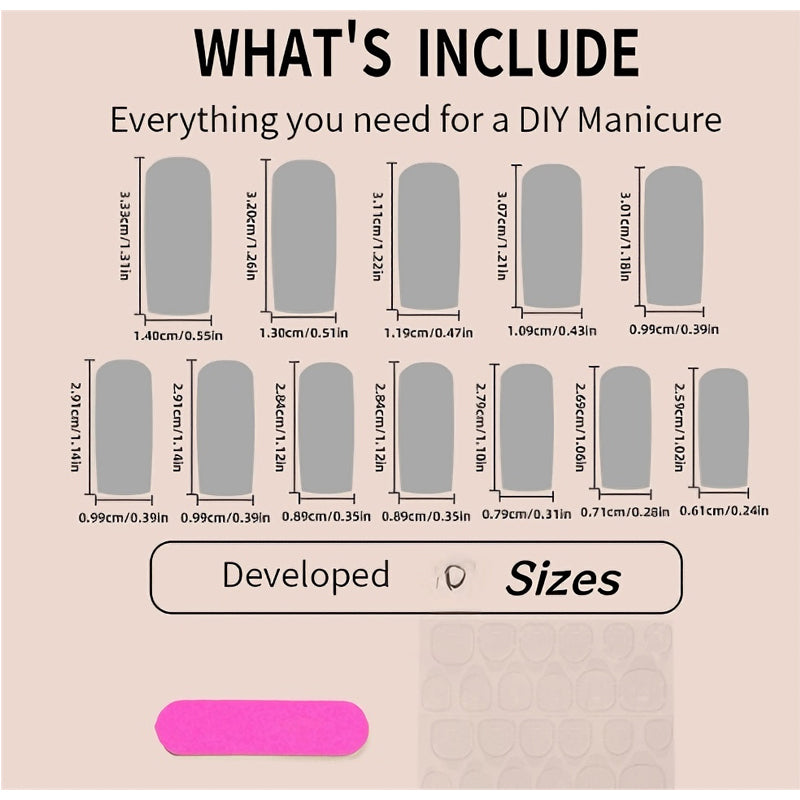 24 PCS Diamond Snake Nail Art, Long Length Long Water Pipe Fake Nails,Square Head Nail Tips False Nail