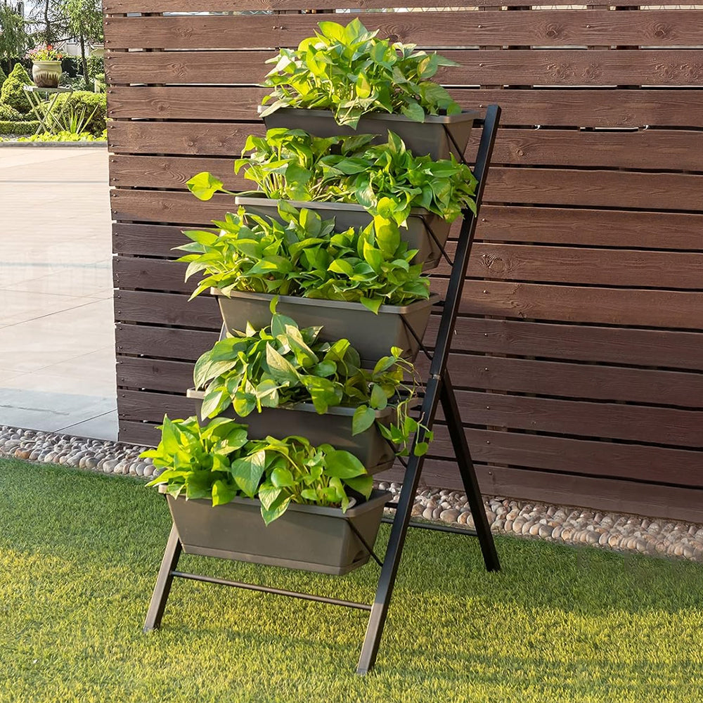 5-Tier Raised Garden Bed With Water Drainage For Flowers Vegetables