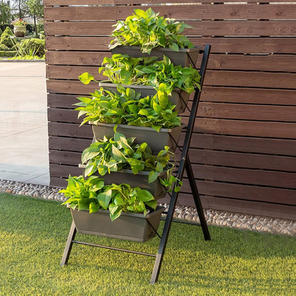 5-Tier Raised Garden Bed With Water Drainage For Flowers Vegetables