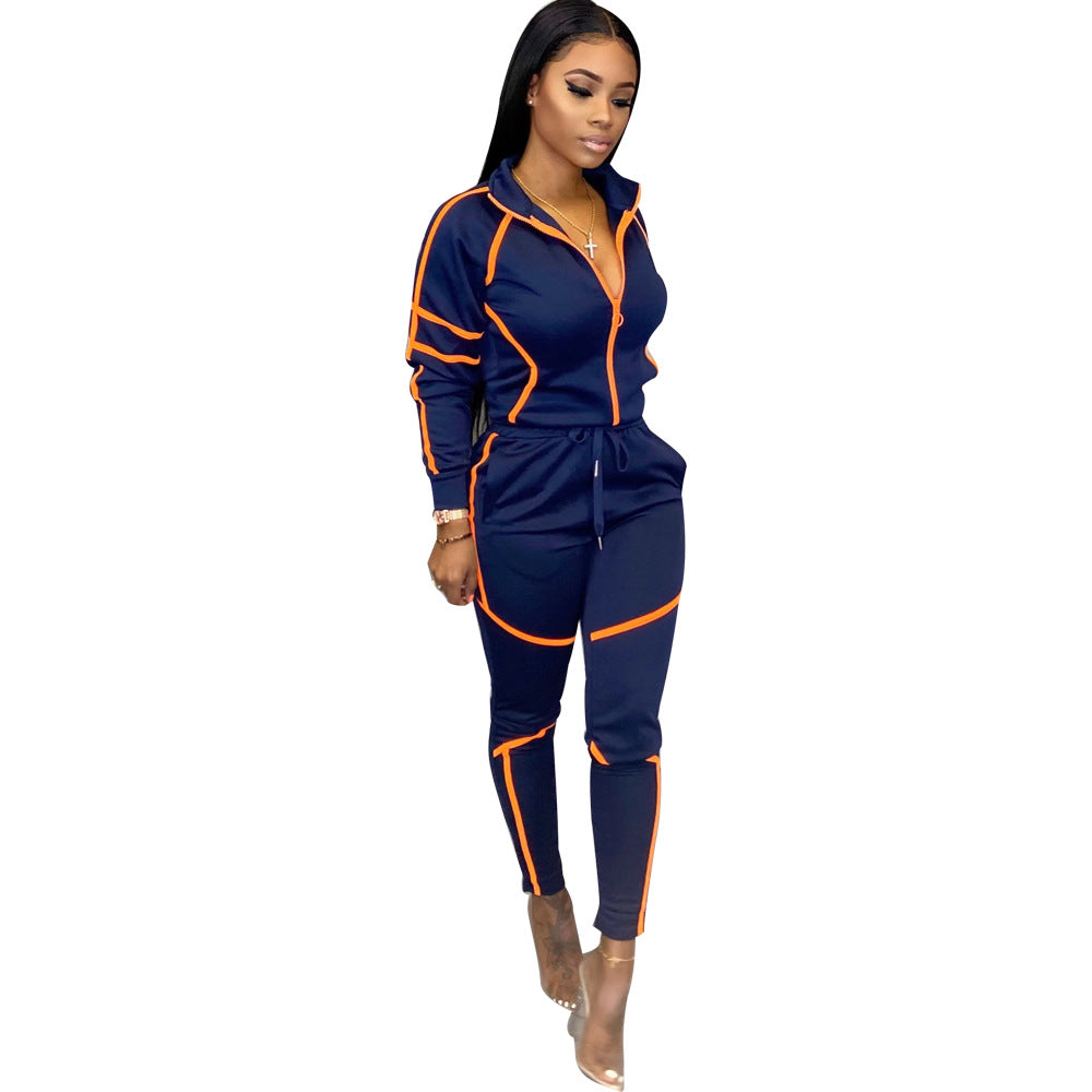 Women's stitching long sleeve suit
