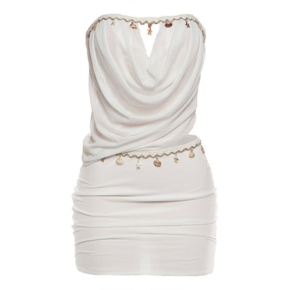 Solid-Color Elegant Sleeveless Tank Top And Sheath Skirt Set