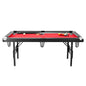 Billiards Table, 192 Cm Pool Table, Portable Foldable Space-Saving Table, Billiard Table Set Includes Balls, Cues, Chalks And Brush, Black With Red Cloth, Perfect For Family Game Room Kid Adult