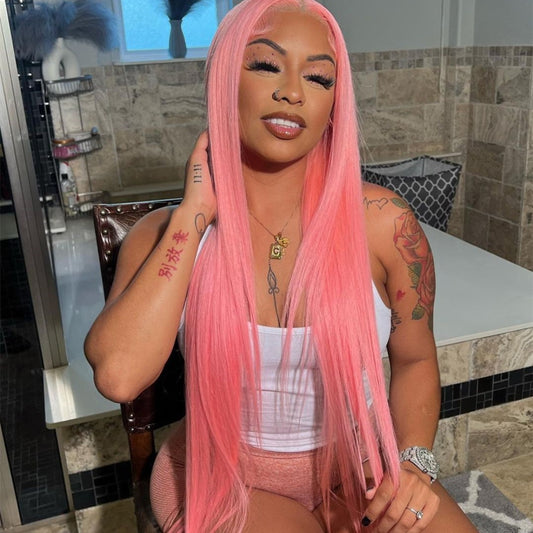 13x4 Light Pink Human Hair Wig