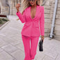 Women's Business Wear Jacket Solid Color Casual Pants Two-piece Set