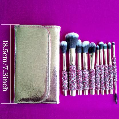10 IN 1 Diamond Inlaid Handmade Custom Makeup Brush