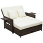 Rattan Sun Lounger 2 Seater Day Bed-Brown
