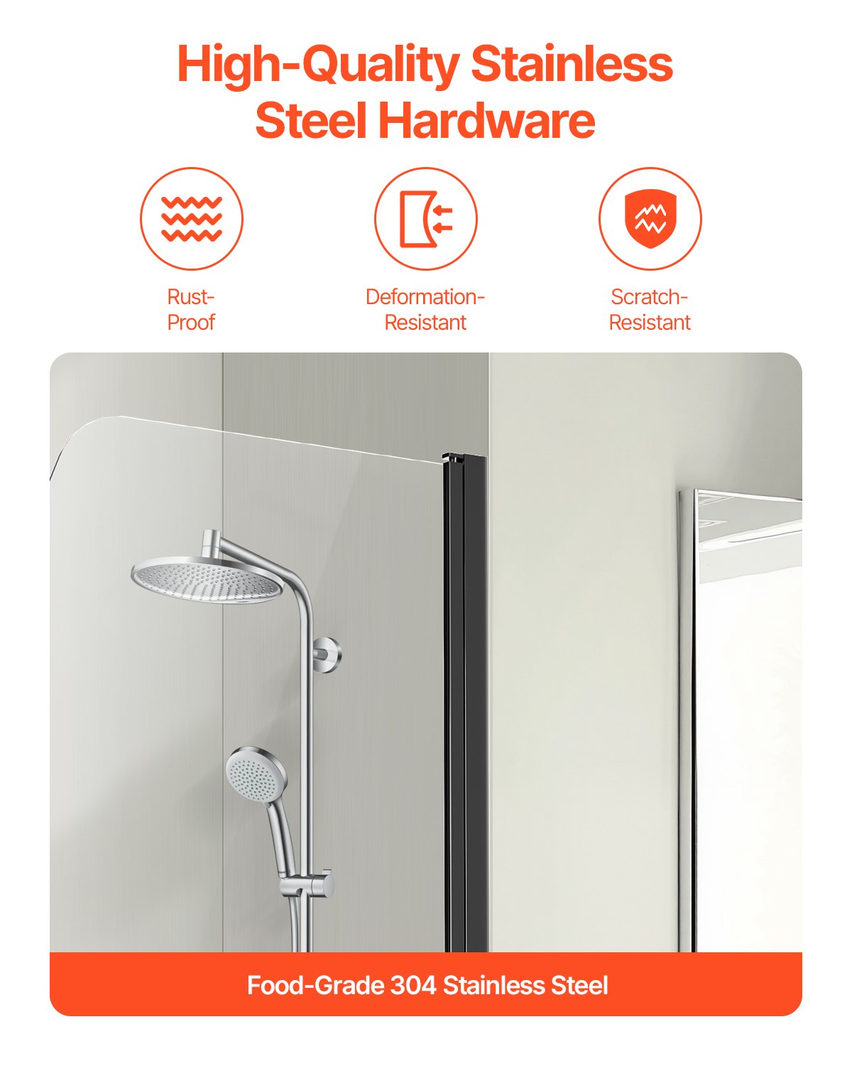 Frameless Bathtub Shower Door, 34 In. W X 55 In. H, Half Shower Door For Bathtub, 180° Rotatable Tempered Glass Door, Half Shower Door With 1/4 In Tempered Glass Bathroom Shower Screen, Black